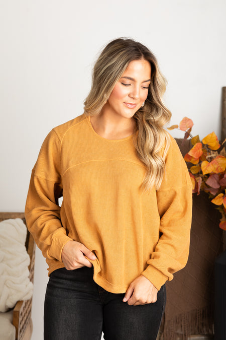 Camel Light Ribbed Comfy Knit Top