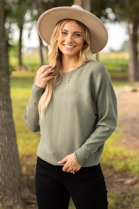 Textured Dolman Sleeve Boatneck Sweater