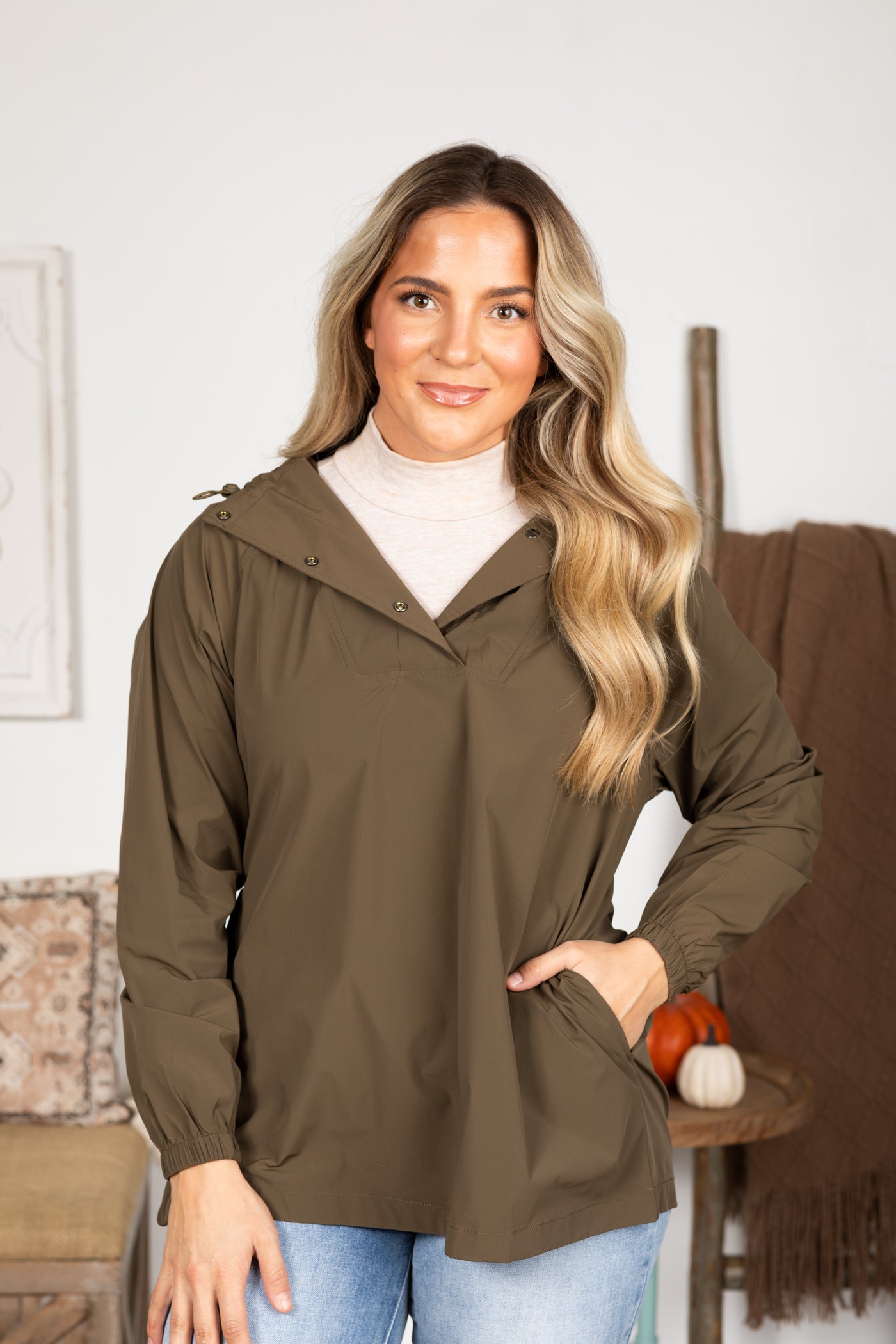 Waterproof Snap Front Relaxed Pullover