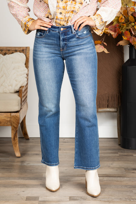 Risen Dark Tummy Control Ankle Straight Jeans