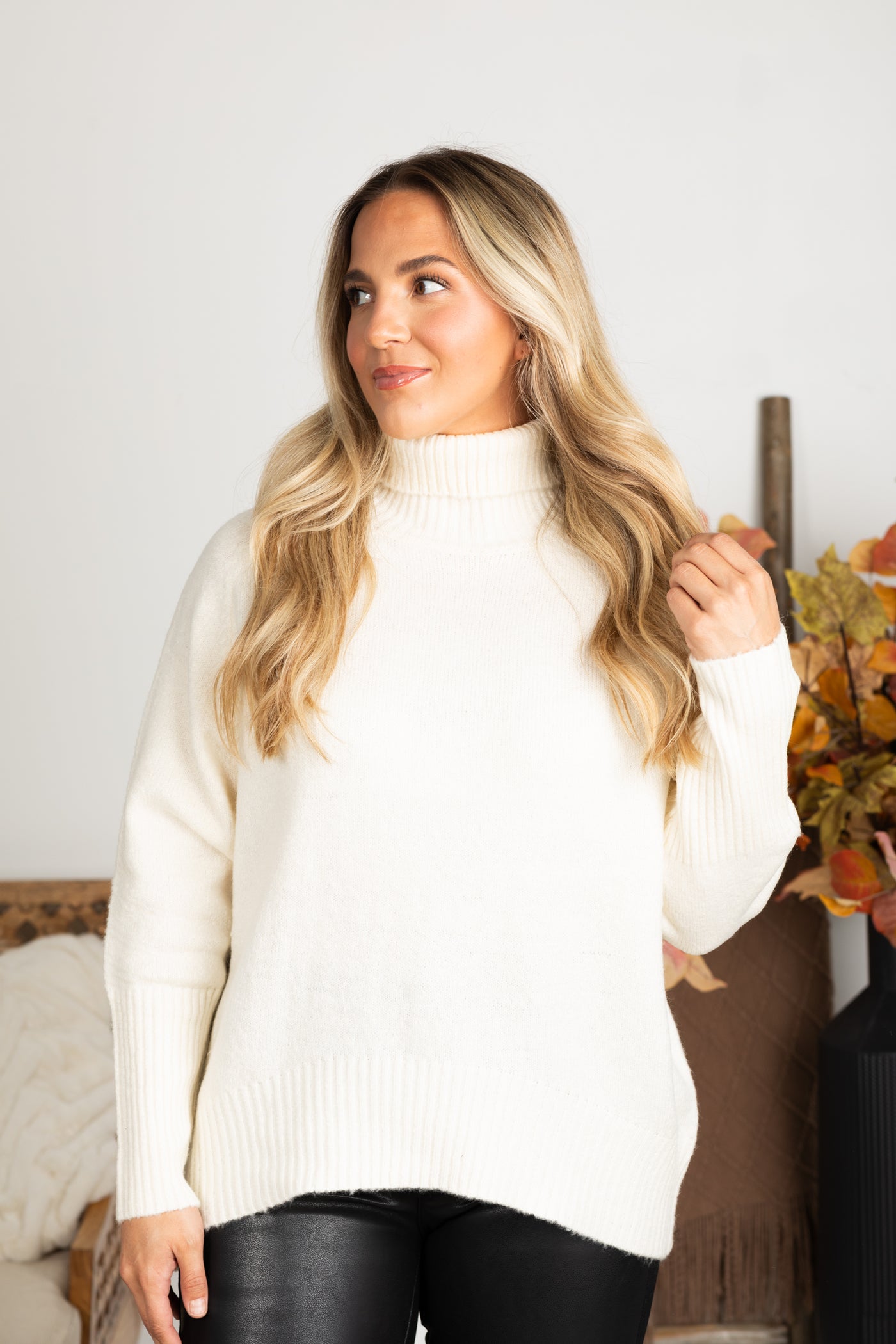 Turtleneck Long Sleeve High-Low Sweater