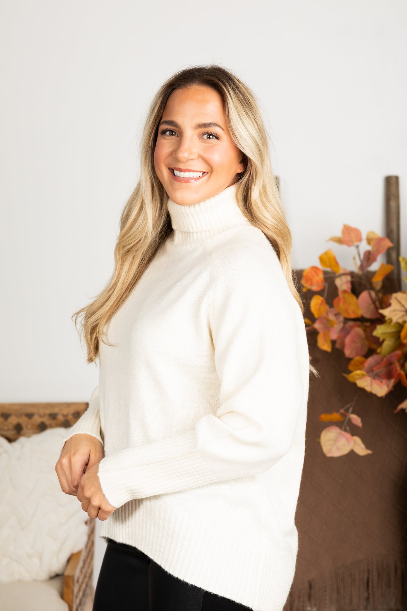 Turtleneck Long Sleeve High-Low Sweater