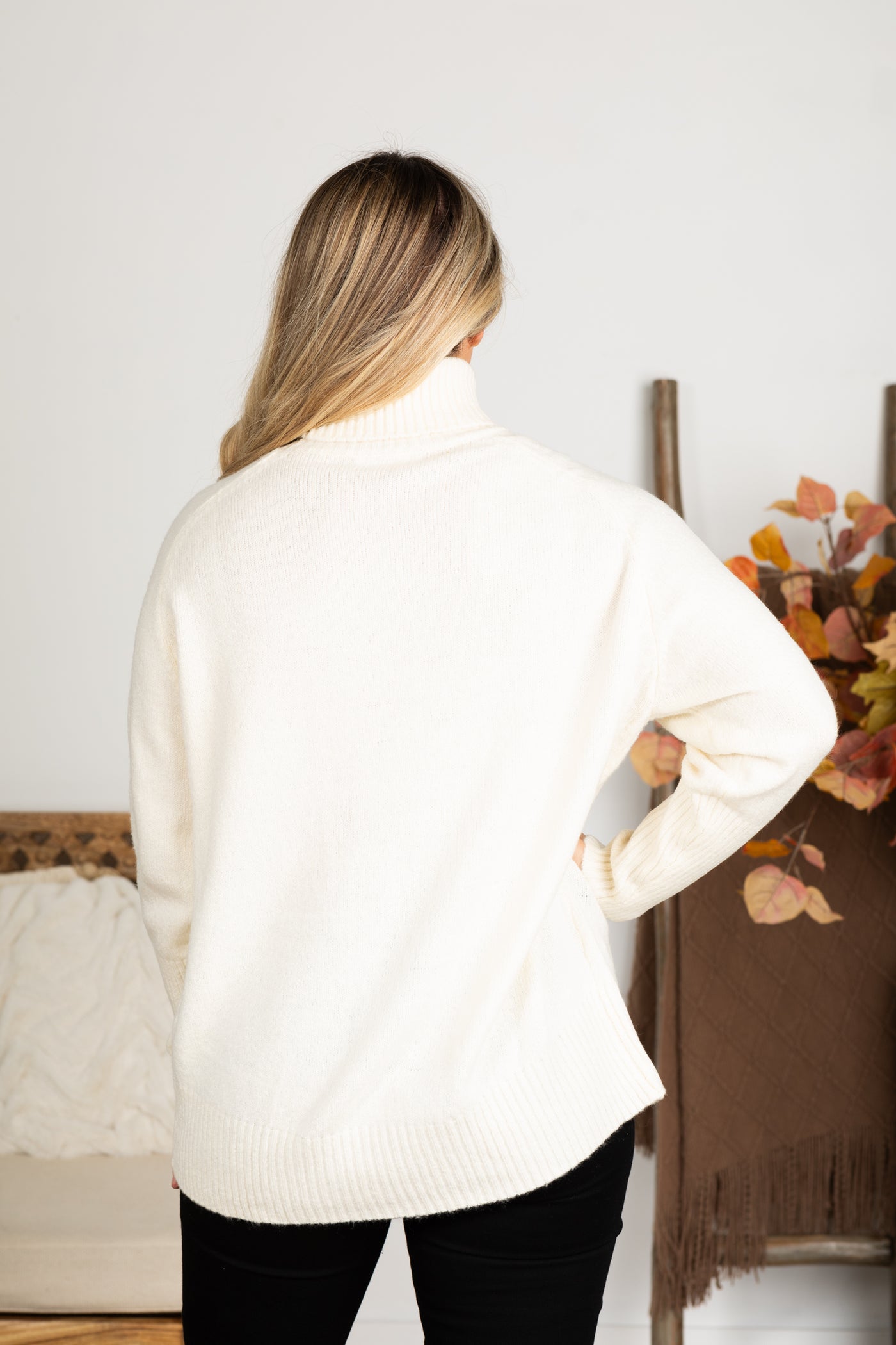 Turtleneck Long Sleeve High-Low Sweater