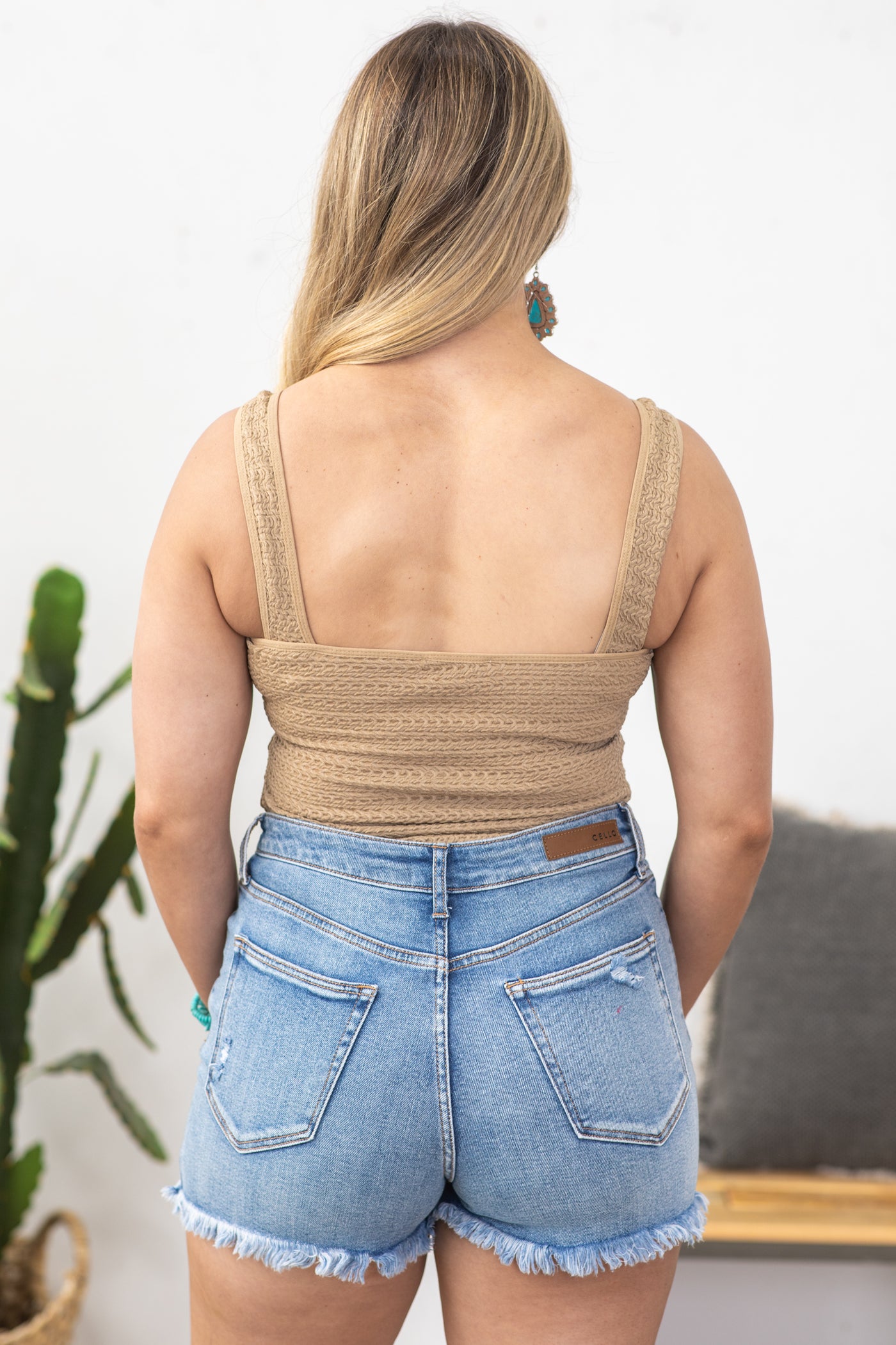 Tan Textured Bodysuit