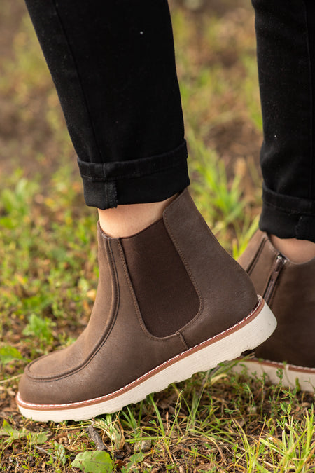 Wedge Bootie With Inside Zip Detail