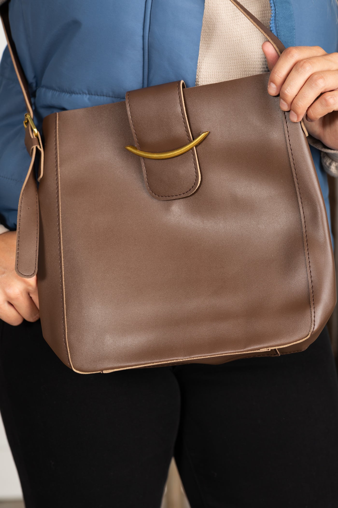 Vegan Leather Crossbody Messenger Bag