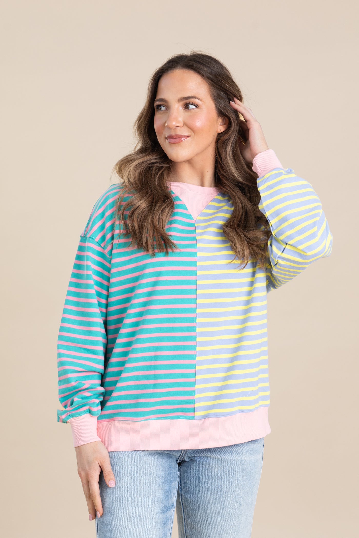 Blush Multicolor Stripe Knit Top