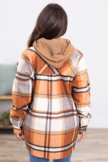 Burnt Orange and Cream Plaid Shacket - Filly Flair