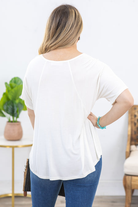 Ivory Oversized Short Sleeve Knit Top