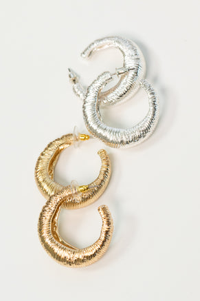 Modern Textured Chunky Hoop Earrings