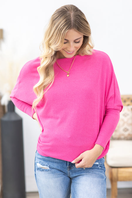 Ultra Soft Dolman Sleeve Boat Neck Top