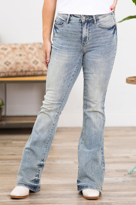 Judy Blue Light Washed Tinted Flare Jeans - Filly Flair