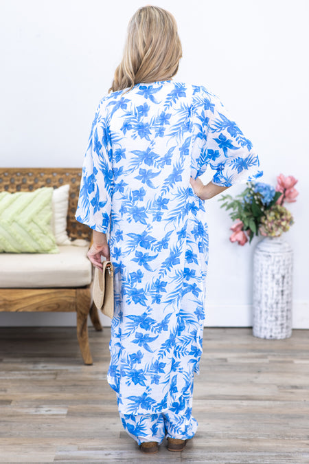 Royal Blue Two Piece Floral Print Set