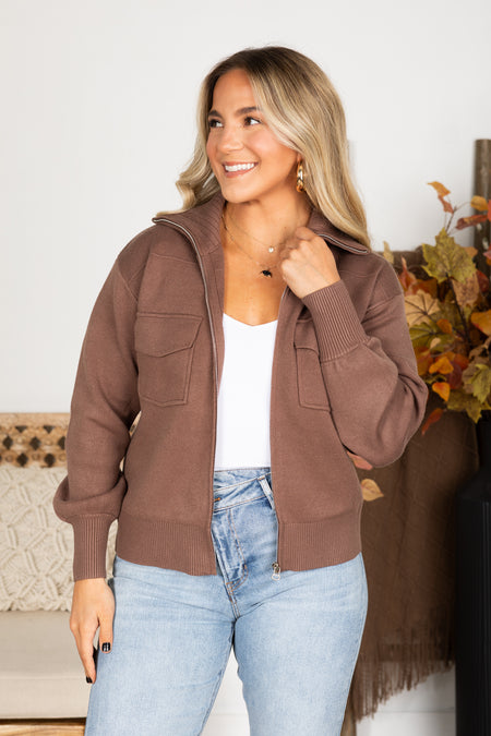 Zipper Down Jacket With Pockets