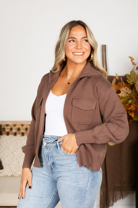 Zipper Down Jacket With Pockets