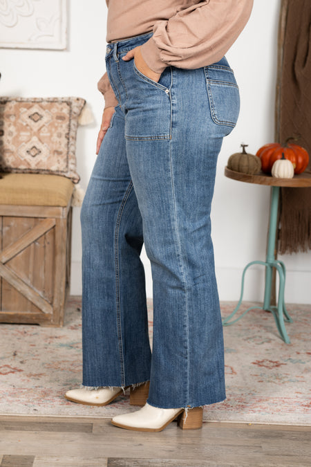 Mica Medium Wash High Rise Wide Leg Jeans