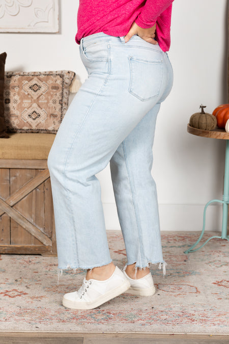 Vervet Light Wash High Rise Slim Wide Jeans