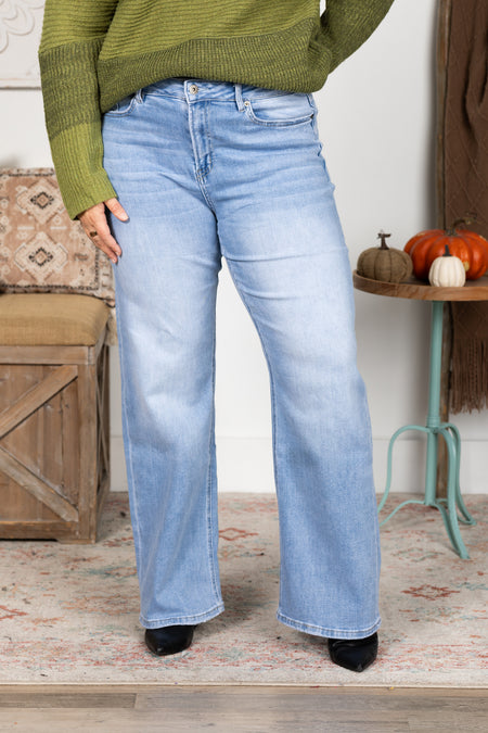 Mica Light Wash High Rise Straight Leg Jean