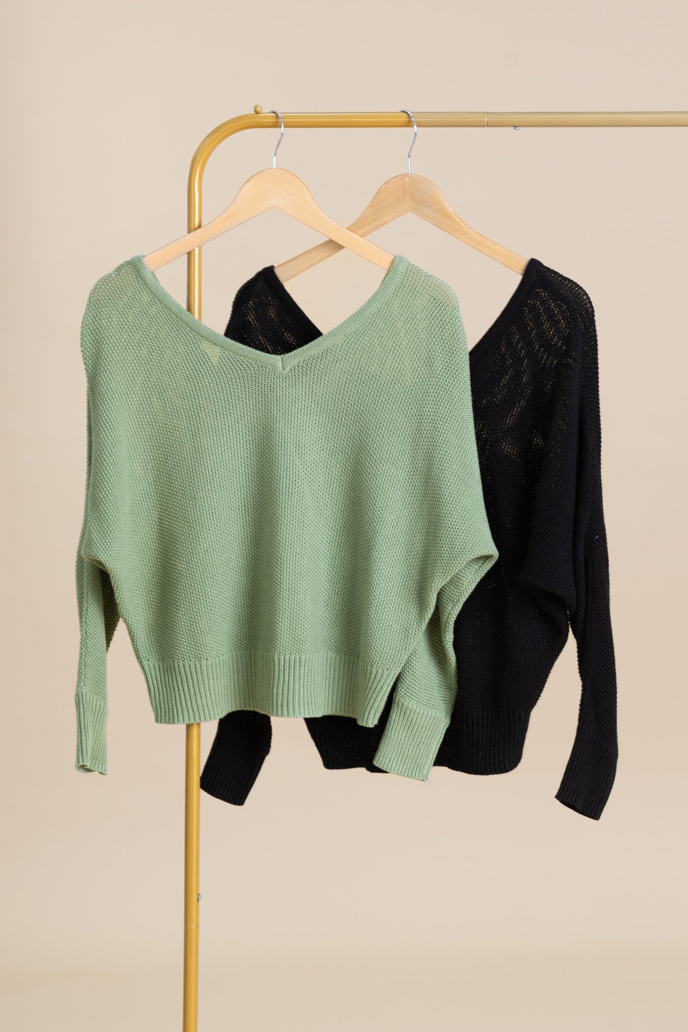 V-Neck Sweater With Back Button Knit Tops