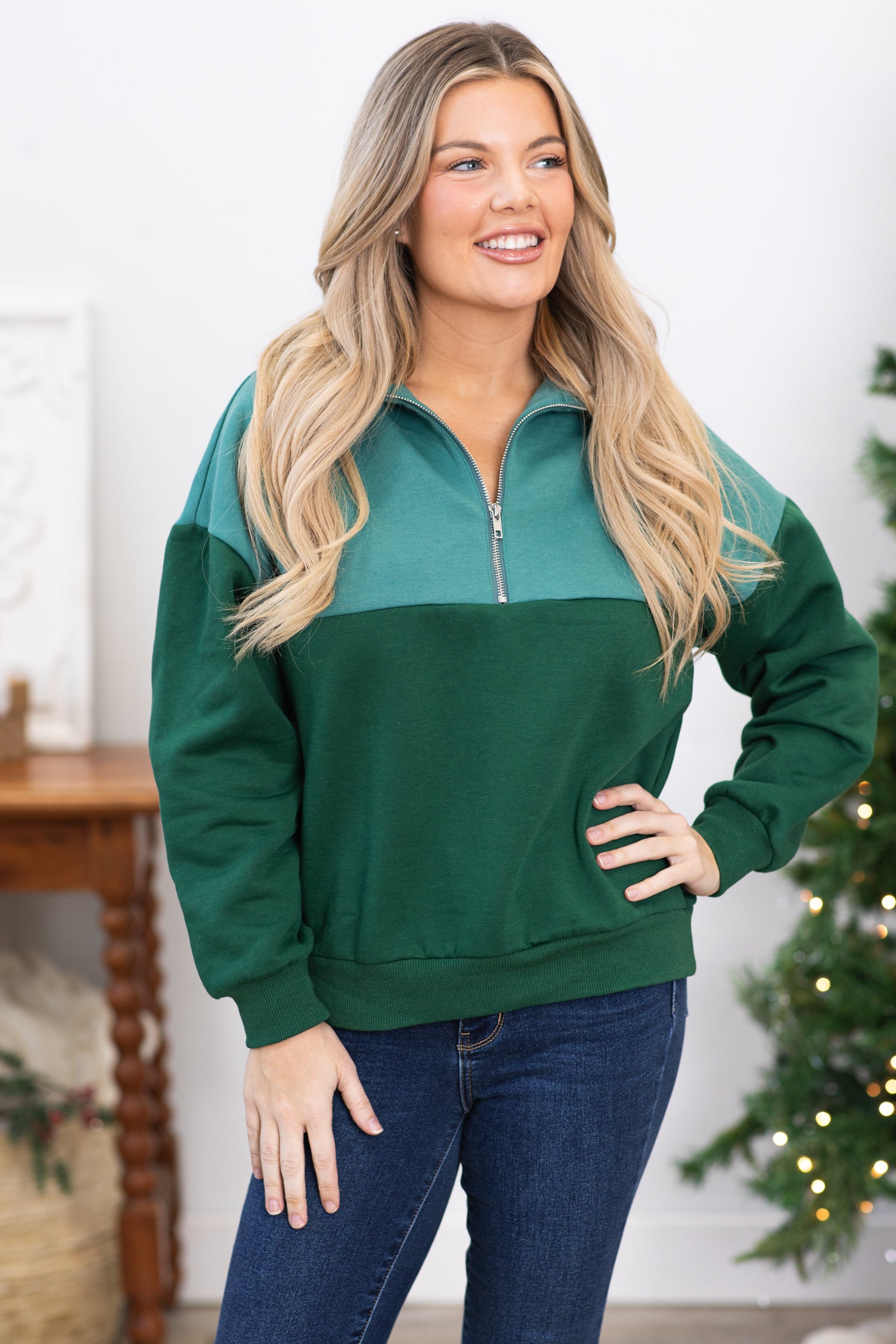 Hunter green quarter online zip