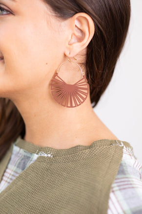 Matte Brown Fan Shaped Earrings - Filly Flair