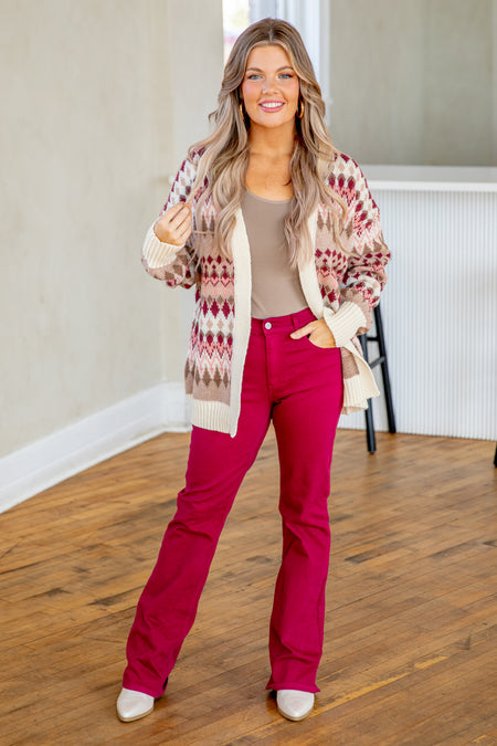 Sneak Peek Raspberry Slim Bootcut Jeans