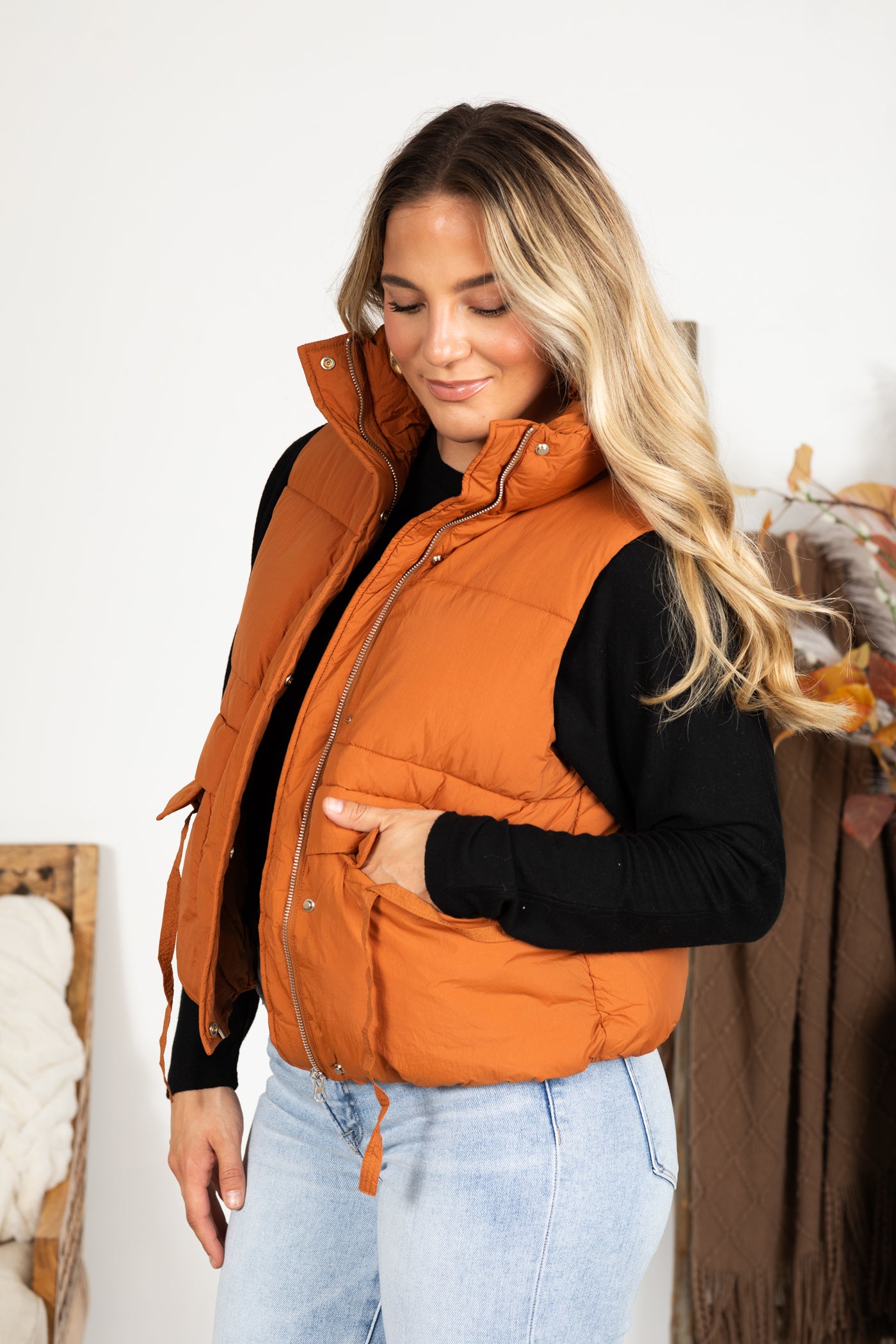 High Neck Puffer Vest