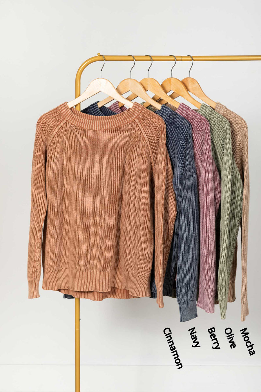 Washed Yarn Crewneck Pullover Sweater