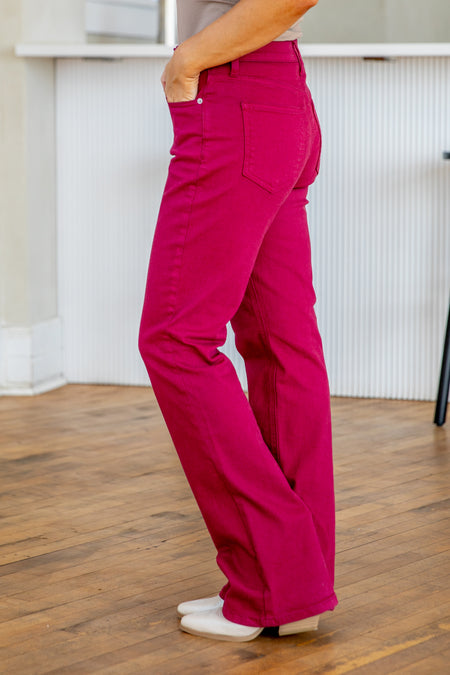 Sneak Peek Raspberry Slim Bootcut Jeans