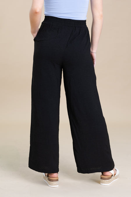 Elastic Waist Wide Leg Pants With Pockets