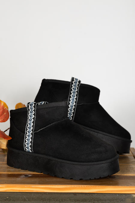 Fur Platform Bootie With Detail Trim