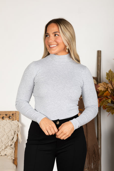 Ultra Soft Mock Neck Long Sleeve Knit Top