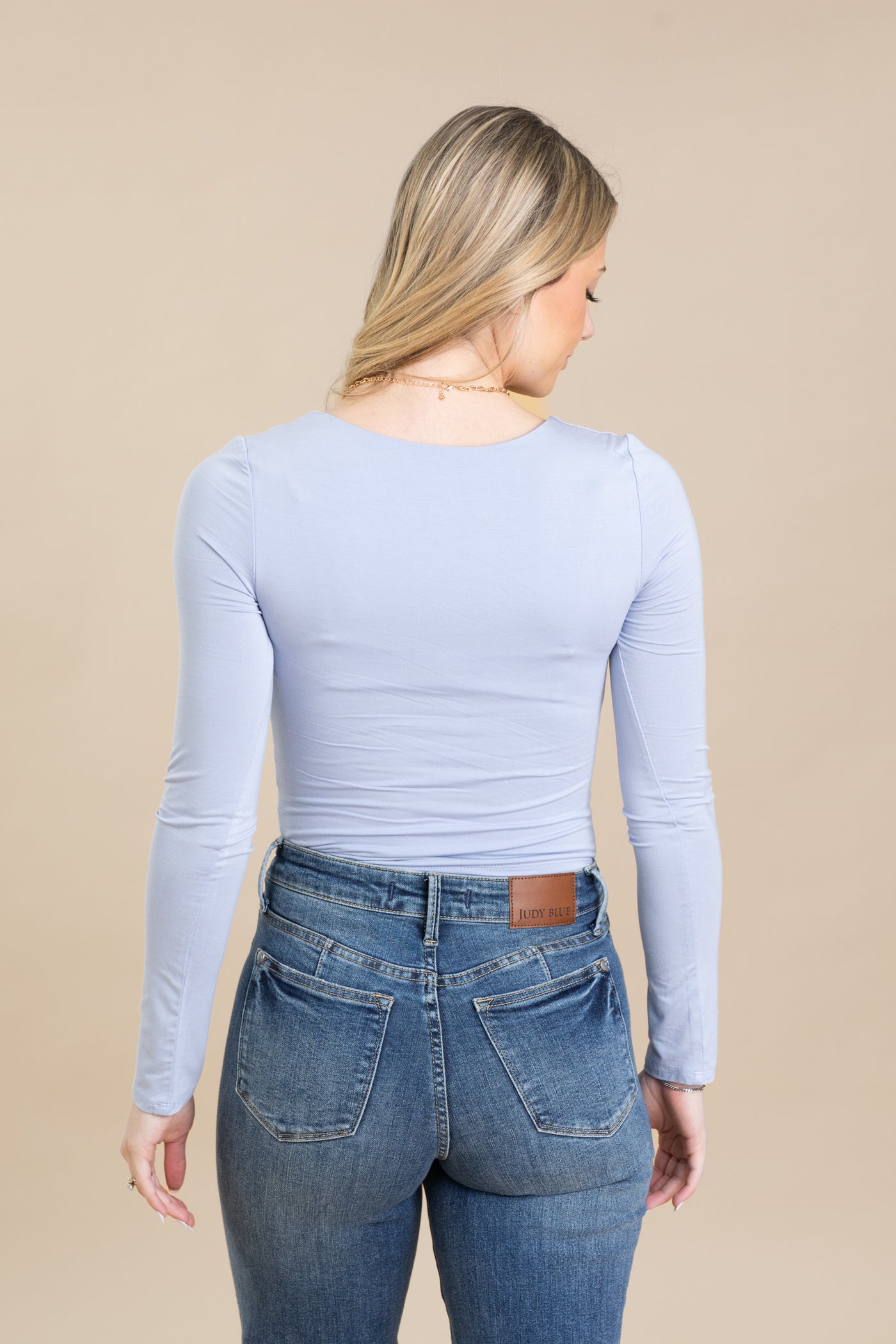 Double Layer Scoop Neck Long Sleeve Top