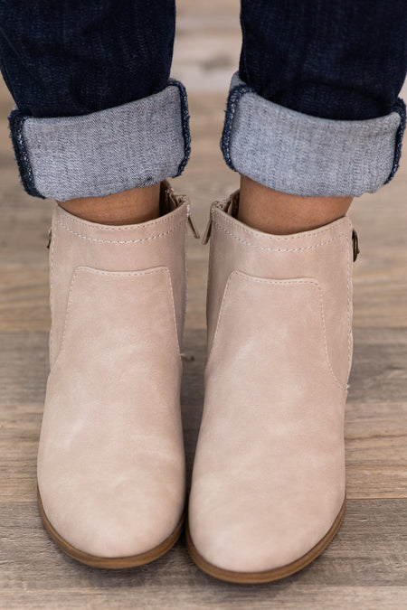 Beige Ankle Booties With Wrap Detail - Filly Flair