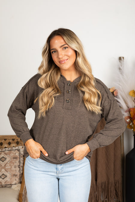 Soft Knit Long Sleeve With Button Detail