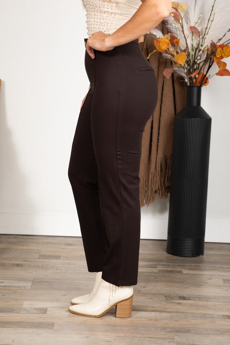 Easy Pull-On Ponte Pant With Pintuck Detail