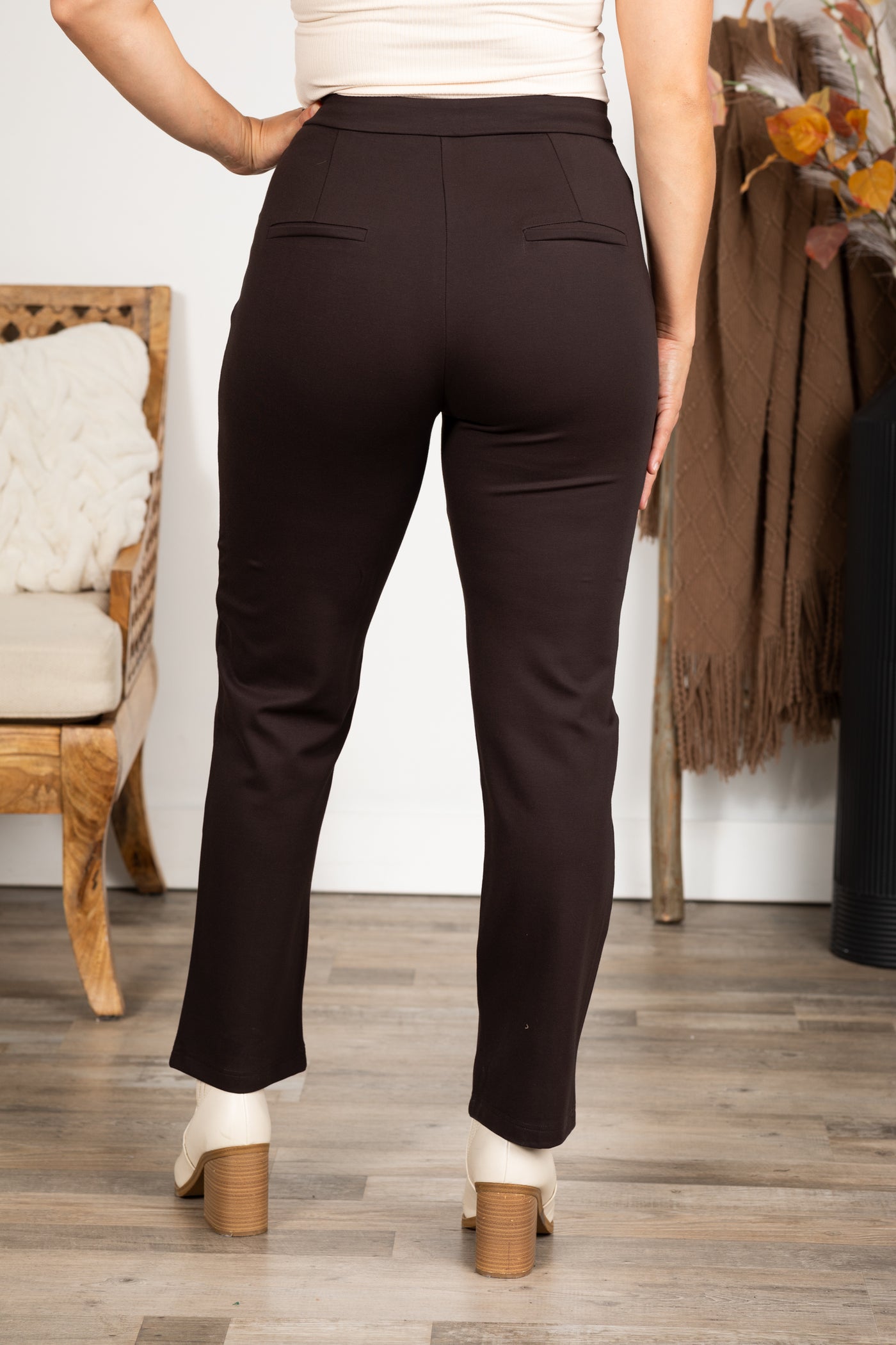 Easy Pull-On Ponte Pant With Pintuck Detail