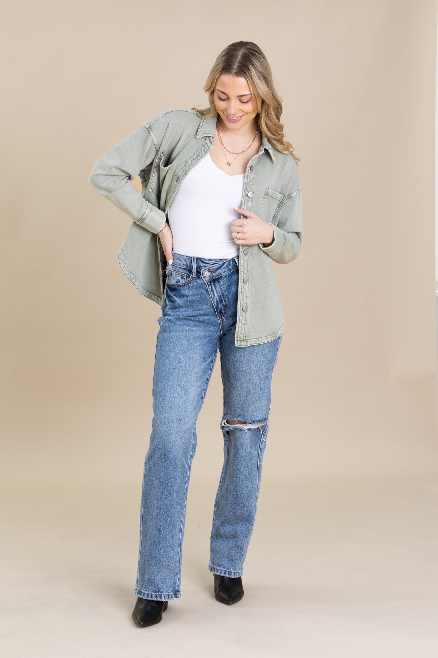 Sage Ultra Soft Denim Look Shacket