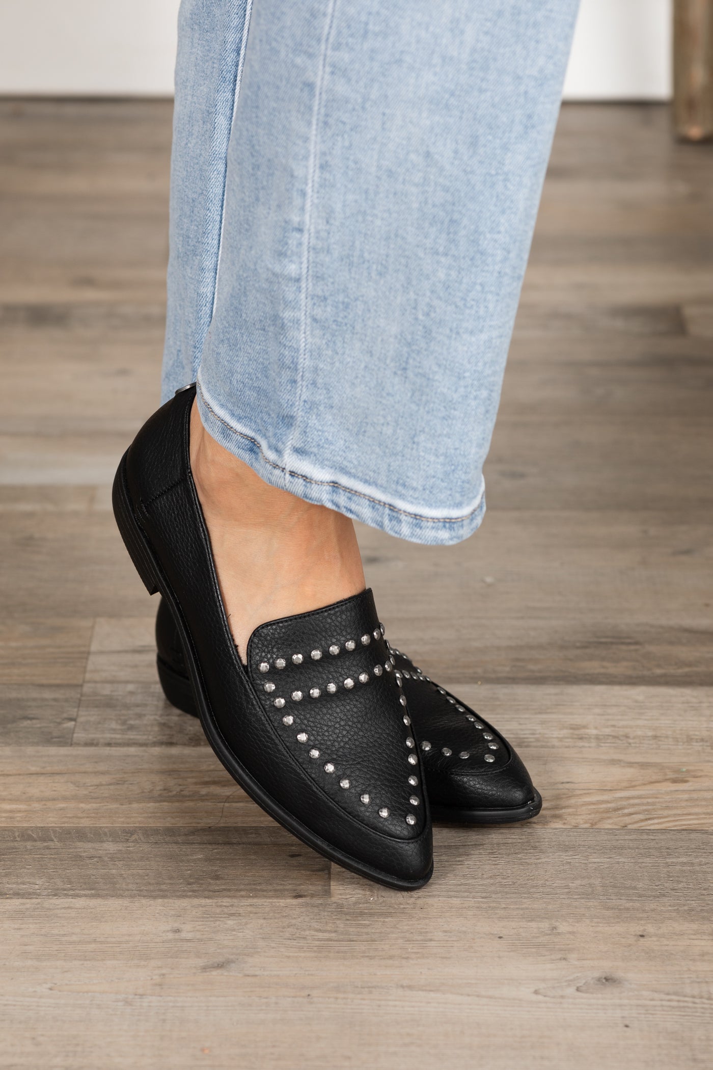 Blowfish Black Faux Leather Flats With Studs