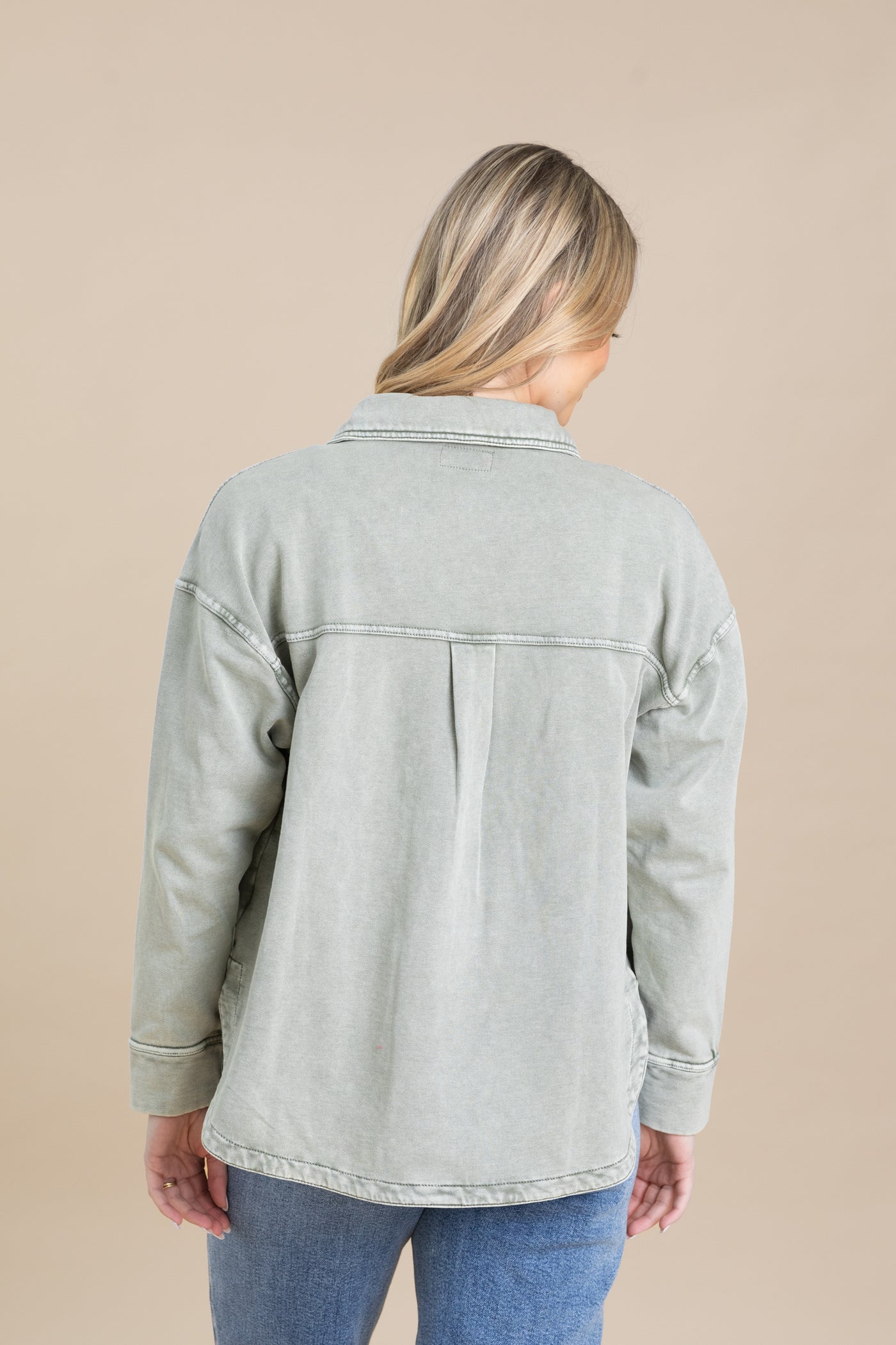 Sage Ultra Soft Denim Look Shacket