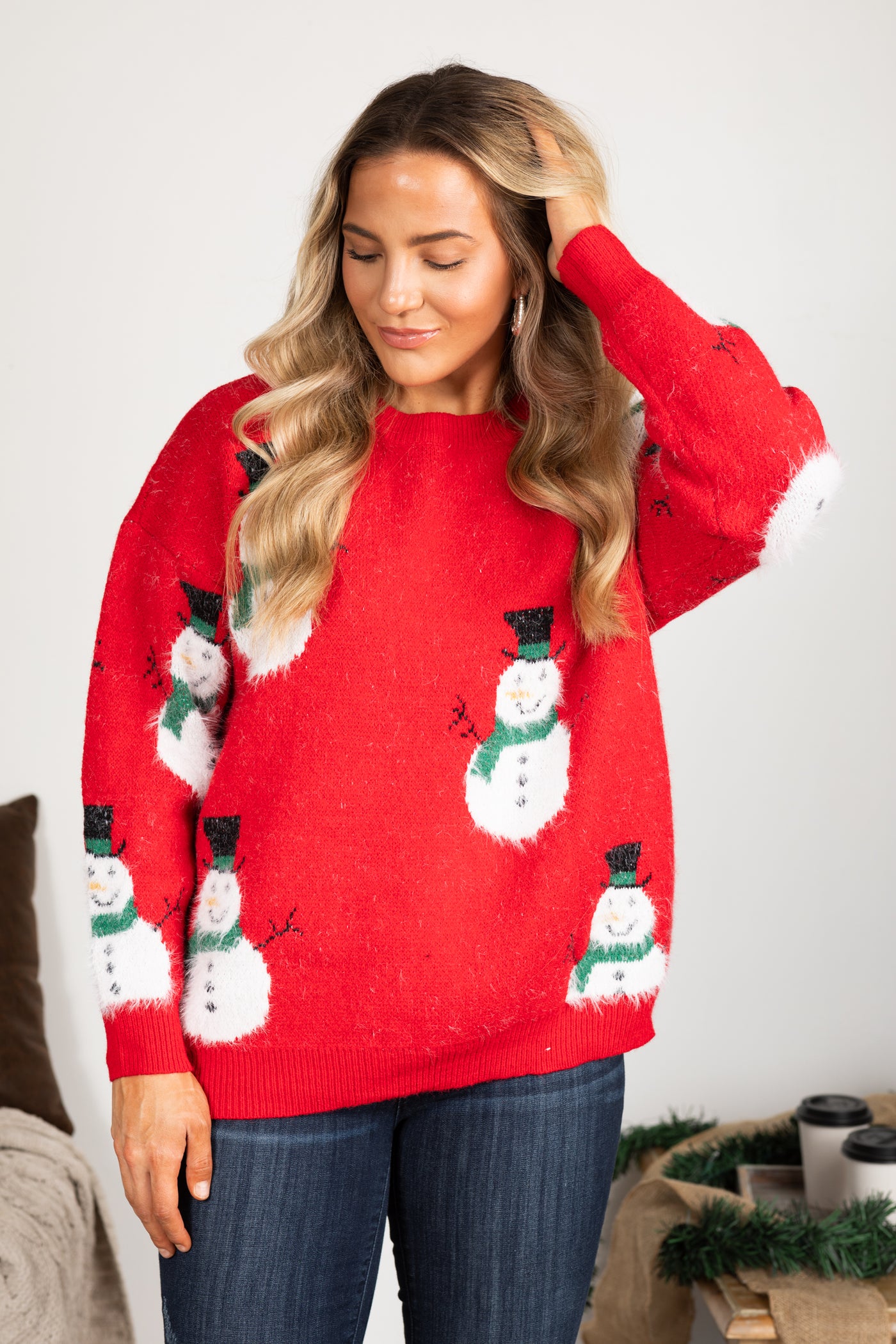 Snowman Intarsia Knit Sweater