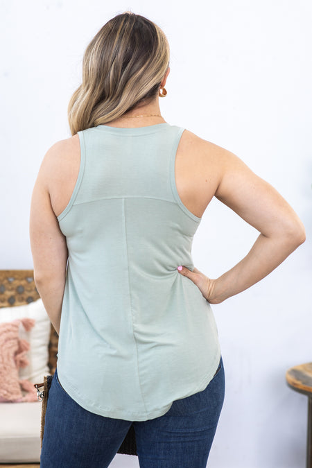 Sage Soft V-Neck Knit Tank Top