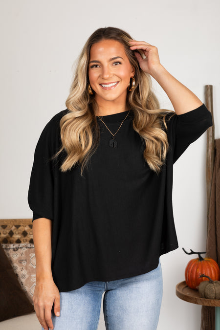 Dolman 3/4 Sleeve Knit Top