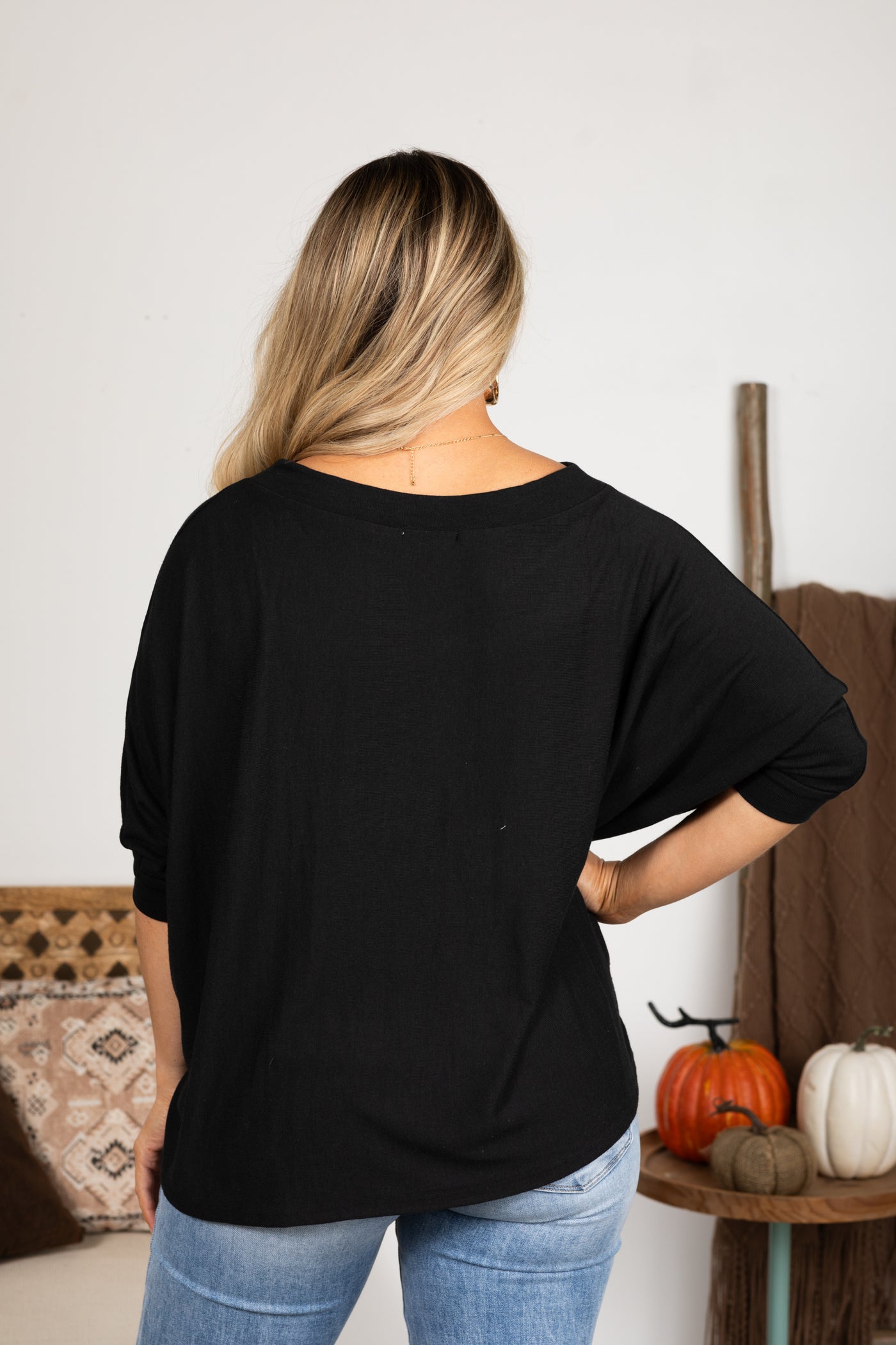 Dolman 3/4 Sleeve Knit Top