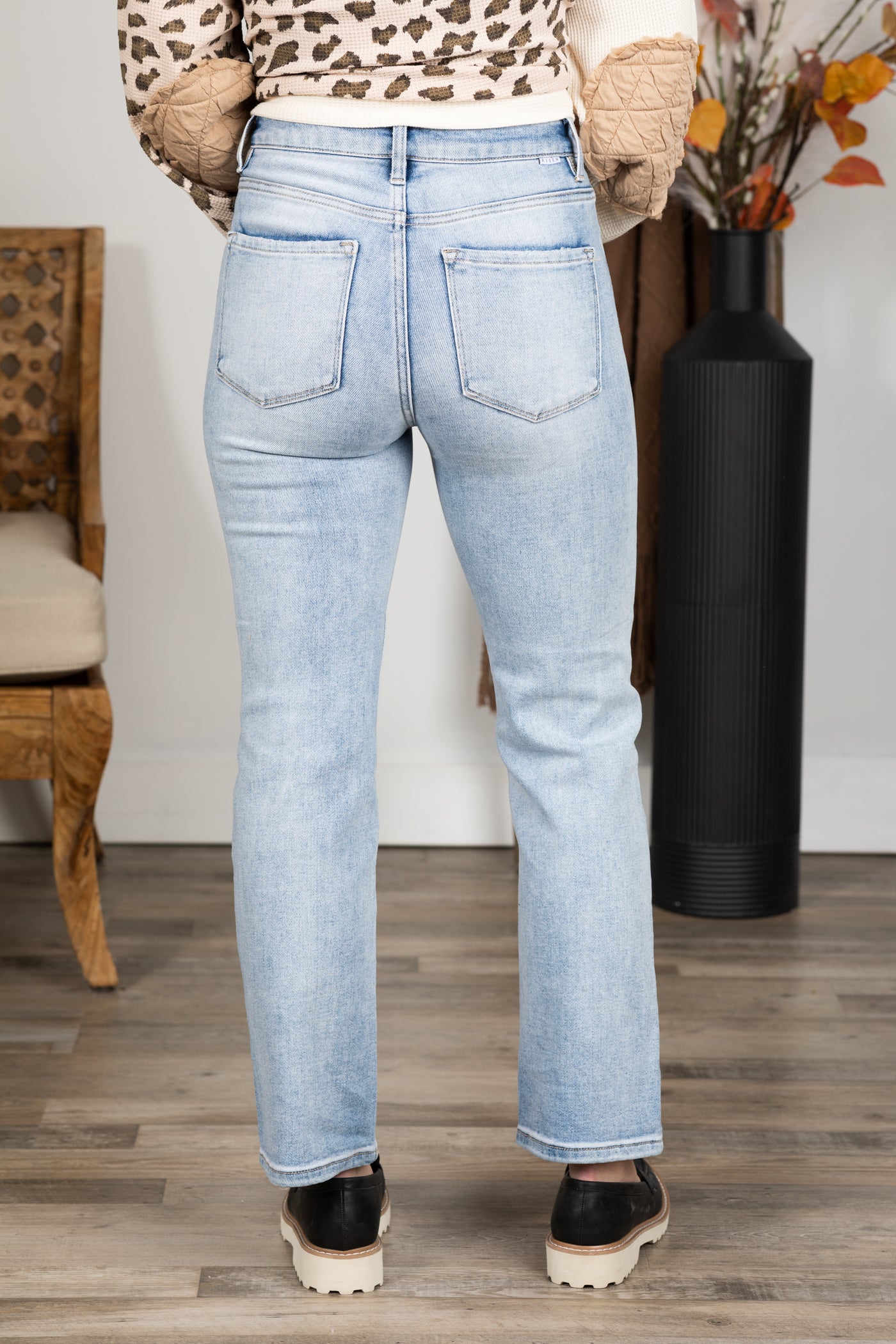 Risen Tummy Control Light Wash Crop Jeans