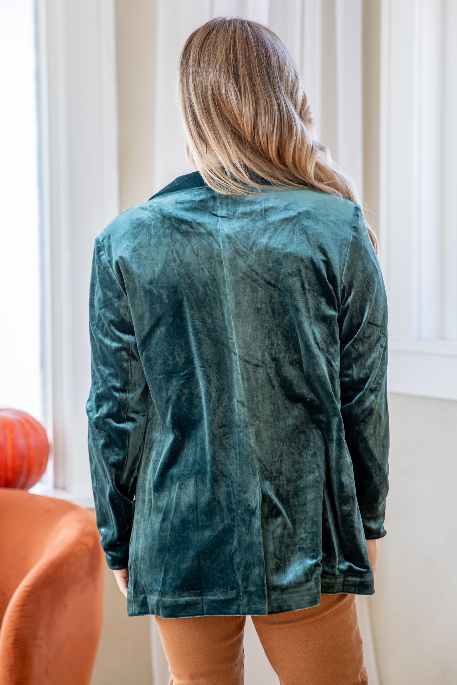 Teal velvet 2025 blazer womens