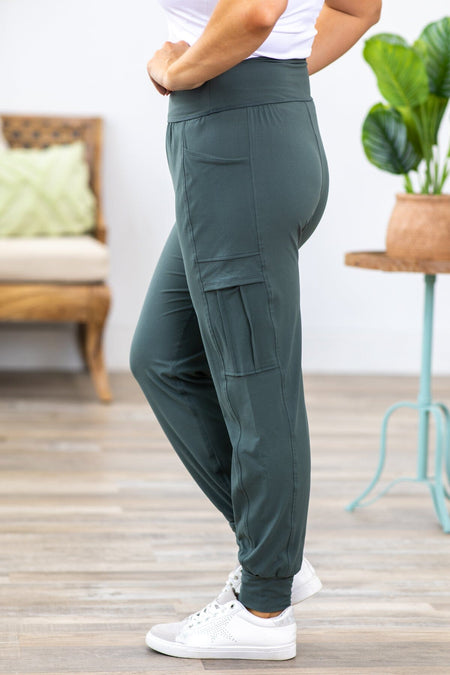 Emerald Green Cargo Pocket Active Joggers - Filly Flair