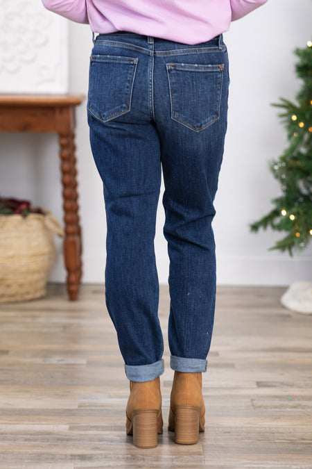 Judy Blue Mid Rise Cuffed Boyfriend Fit Jeans