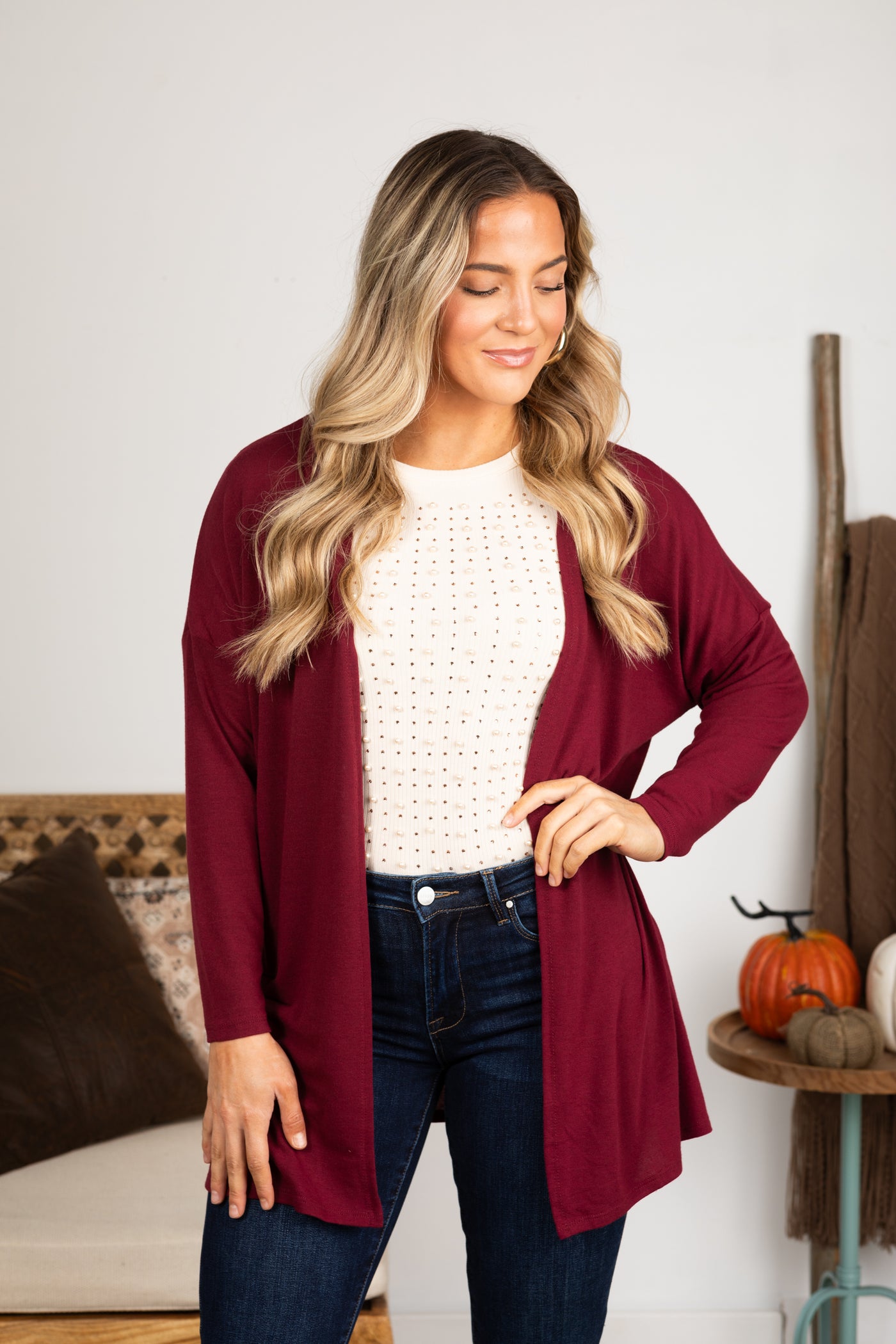 Solid Open Knit Cardigan