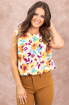 Berry Multicolor Floral Print Top - Filly Flair